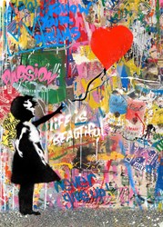 Reach For Love by Mr. Brainwash - Silkscreen Paper Edition sized 22x30 inches. Available from Whitewall Galleries